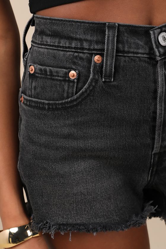 501 Washed Black High-Rise Denim Cutoff Shorts