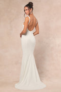 Safine White Backless Mermaid Maxi Dress