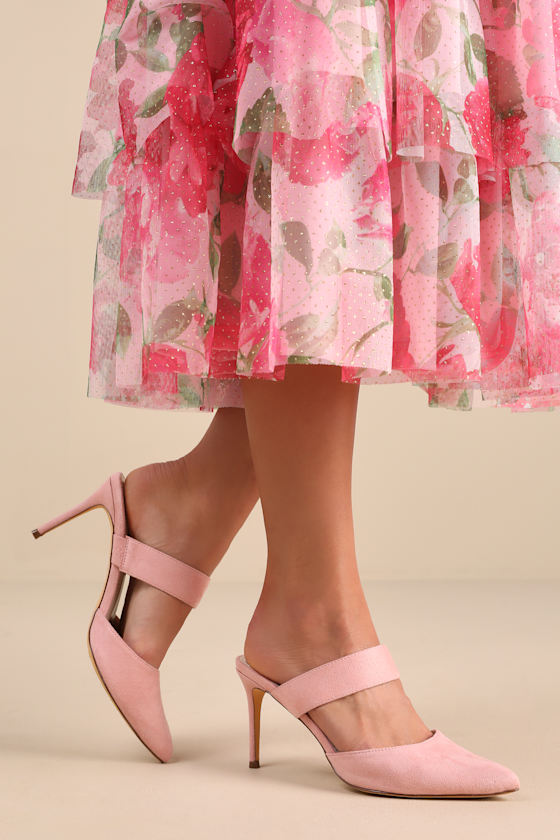 Faire Dusty Rose Suede Pointed-Toe Mules