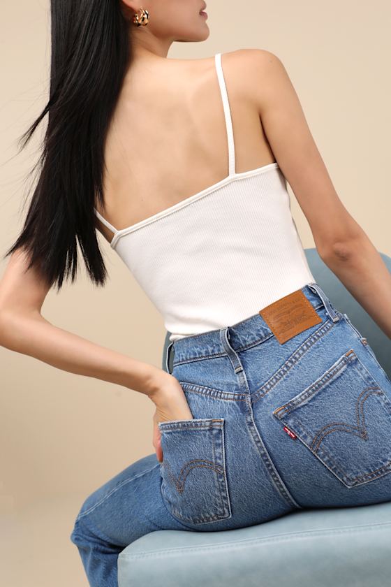 Ribcage Medium Wash Straight Leg High-Rise Denim Jeans