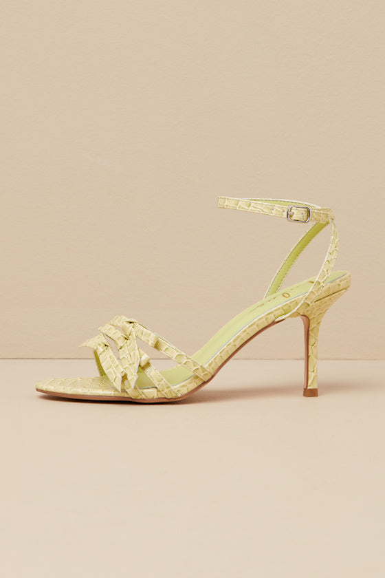 Devereux Sorbet Croc-Embossed Bow High Heel Sandals