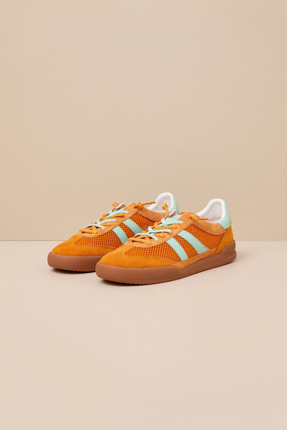 Verdict Orange Multi Suede Leather Lace-Up Sneakers
