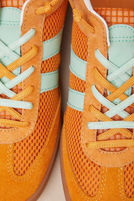 Verdict Orange Multi Suede Leather Lace-Up Sneakers