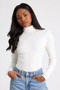 Wilde Ivory Ribbed Long Sleeve Mock Neck Bodysuit