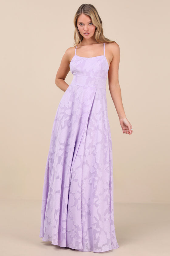 Let There Be Romance Lavender Burnout Floral Maxi Dress