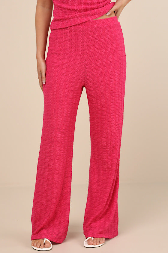 Cove Fuchsia Textured High-Rise Pants