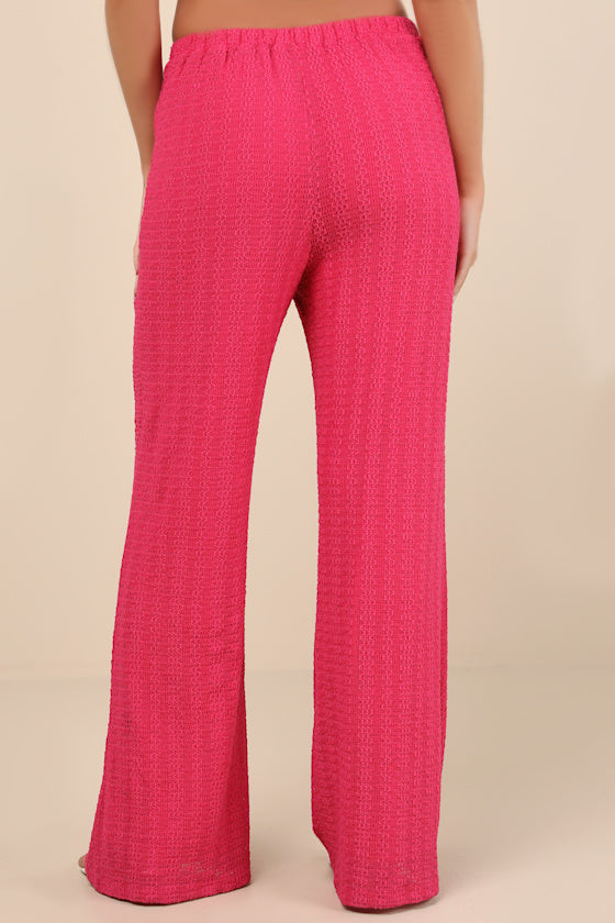 Cove Fuchsia Textured High-Rise Pants