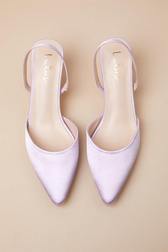 Leith Lavender Satin Kitten Heel Slingback Pumps