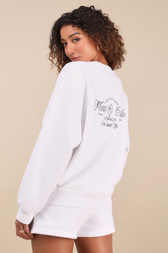 Leone White Monte Carlo Embroidered Pullover Sweatshirt