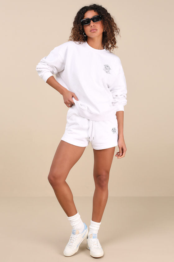 Leone White Monte Carlo Embroidered Pullover Sweatshirt