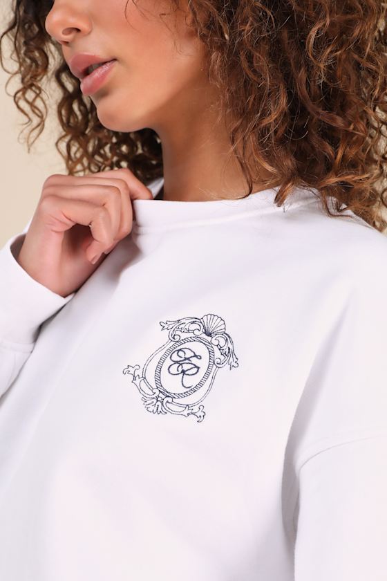 Leone White Monte Carlo Embroidered Pullover Sweatshirt