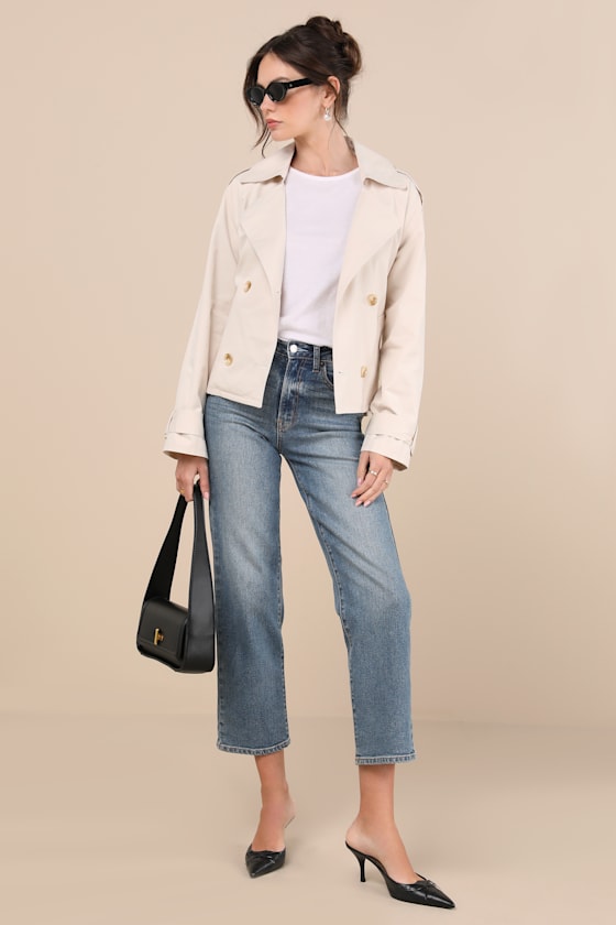 Lianna Beige Cropped Trench Coat