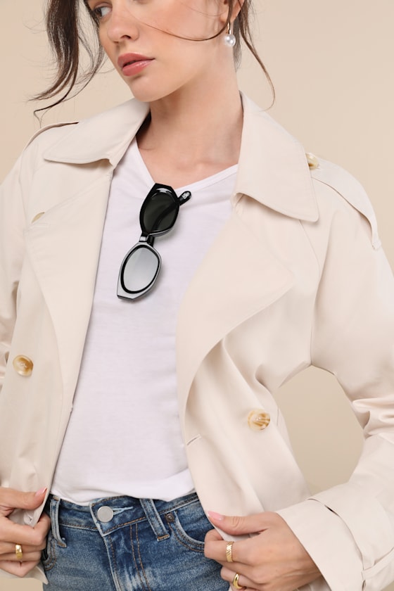 Lianna Beige Cropped Trench Coat