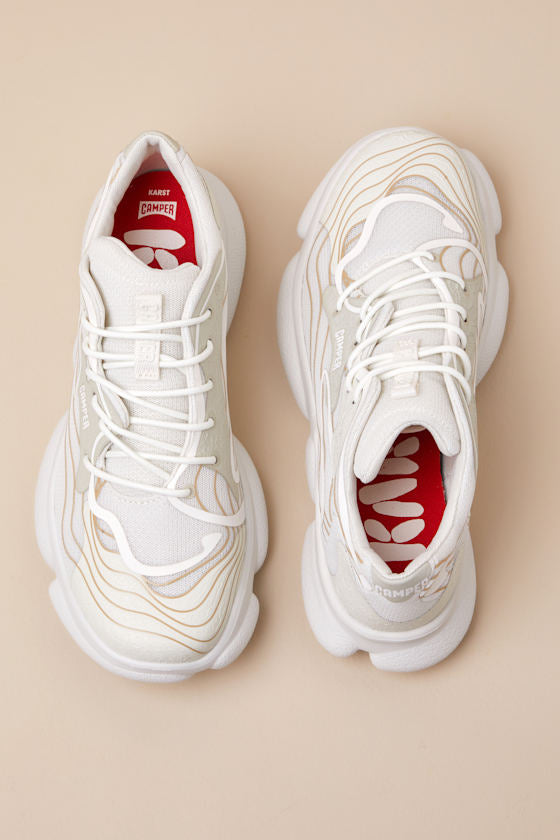 Karst White Multi Mesh Lace-Up Sneakers