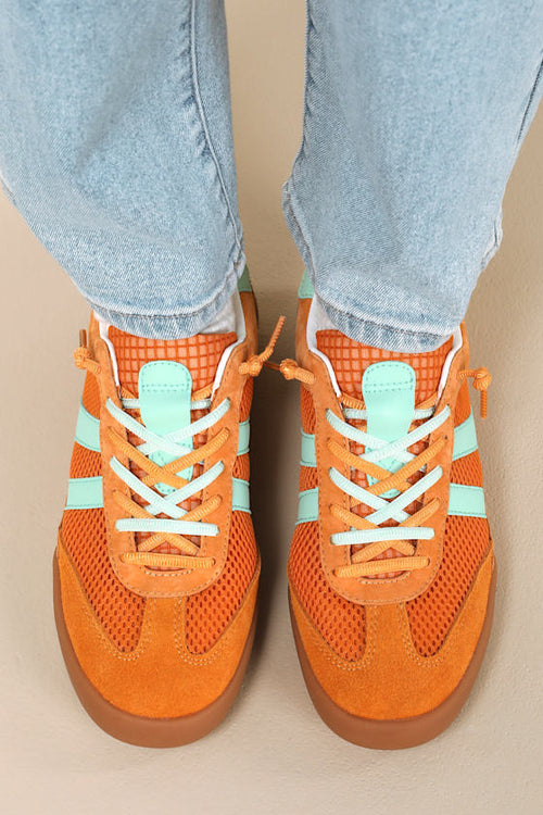Verdict Orange Multi Suede Leather Lace-Up Sneakers