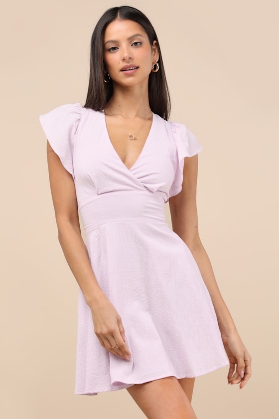 Sweeten Me Up Lilac Flutter Sleeve Mini Dress With Pockets