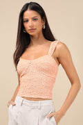 Wilda Peach Jacquard Knit Sleeveless Top
