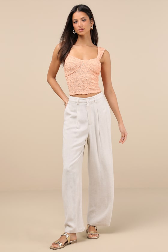 Wilda Peach Jacquard Knit Sleeveless Top
