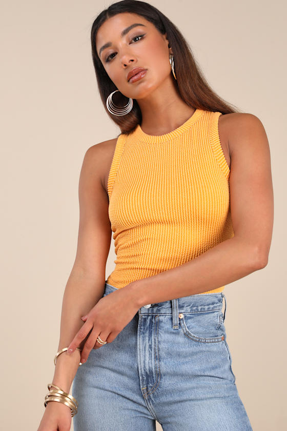 Essential Update Marigold Ribbed Tank Top