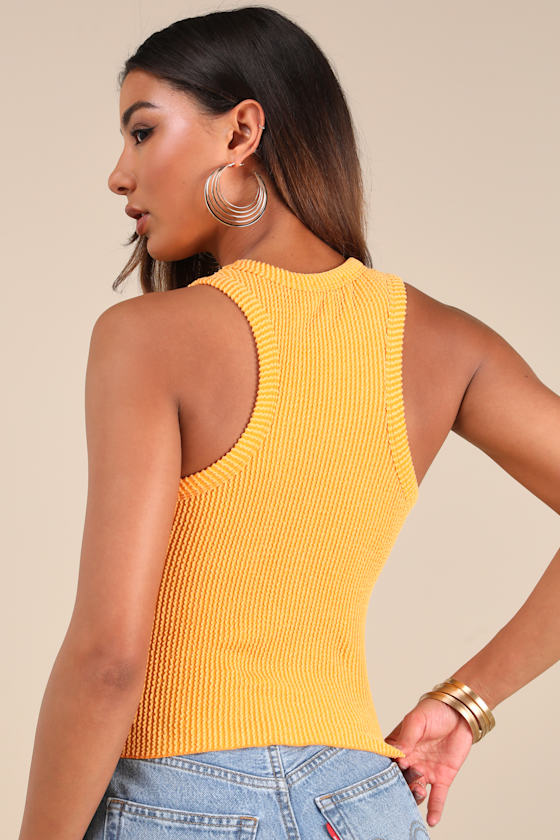 Essential Update Marigold Ribbed Tank Top