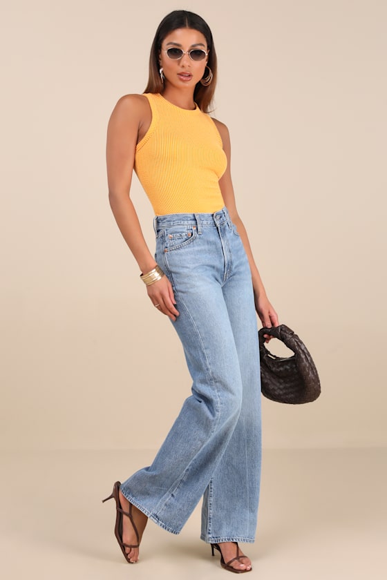 Essential Update Marigold Ribbed Tank Top