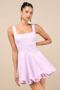 Madalinde Lavender Sleeveless Bubble-Hem Mini Dress