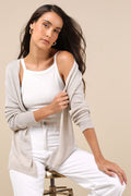 Clean Aesthetic Light Taupe Knit Cardigan Sweater