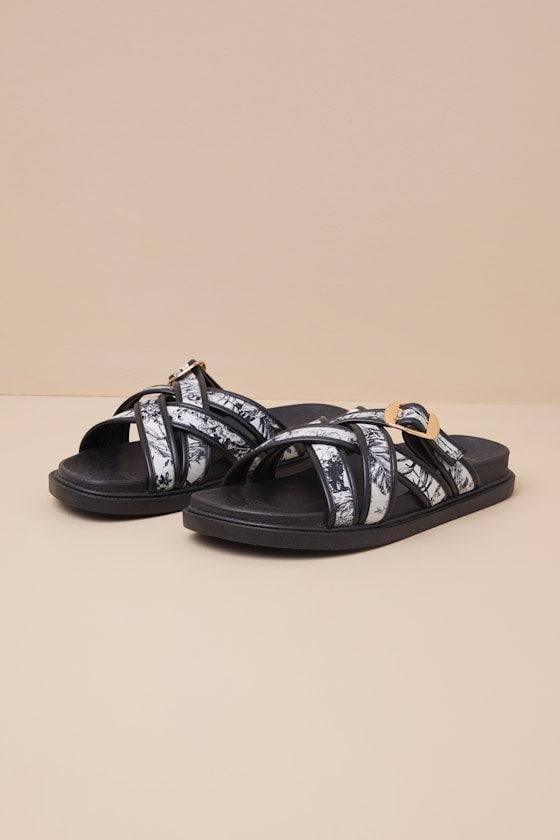 Killian Multi Tropical Print Slide Sandals