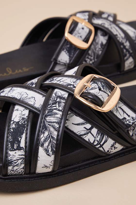 Killian Multi Tropical Print Slide Sandals
