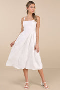 Teodora White Floral Applique Lace-Up Midi Dress