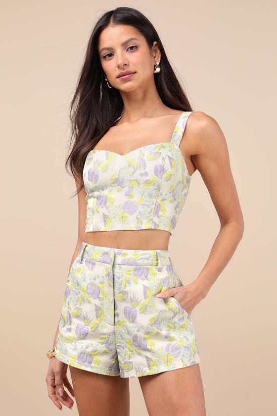 Carlita Light Mint Multi Jacquard Two-Piece Romper