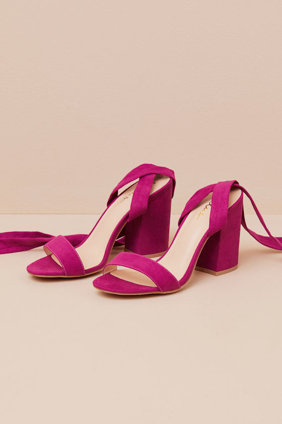 Alta Sangria Suede Lace-Up Heels