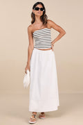 Varinia White Poplin A-Line Maxi Skirt