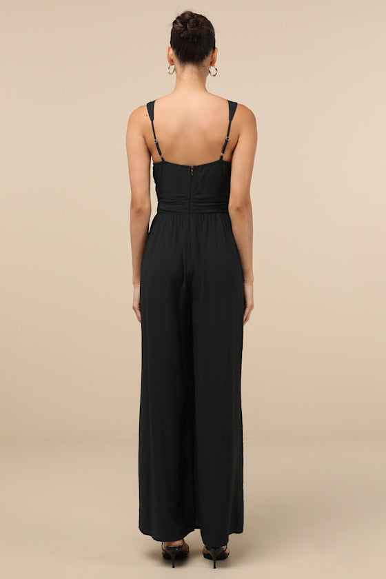 Emlyn Black O-Ring Wide-Leg Jumpsuit