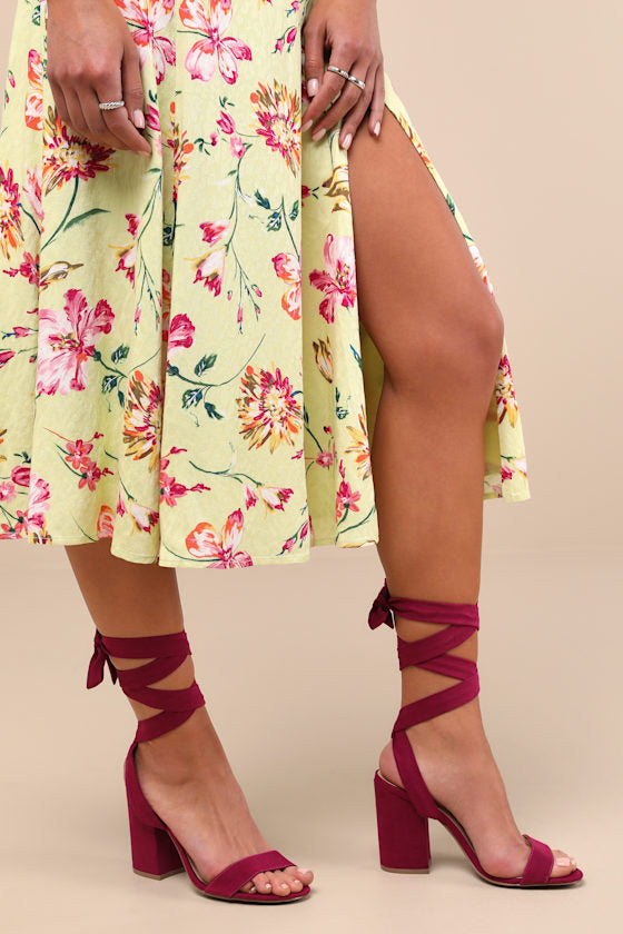 Alta Sangria Suede Lace-Up Heels