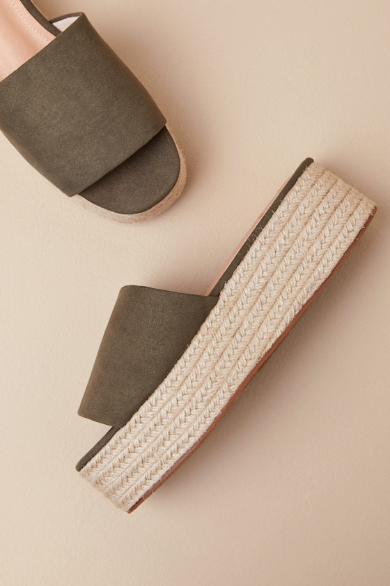 O'Ahu 2 Green Suede Espadrille Platforms