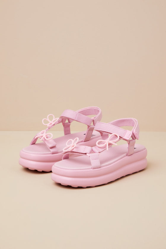 Twins Pink Floral Bow Strappy Flatform Sandals