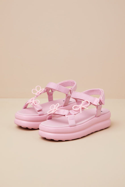 Twins Pink Floral Bow Strappy Flatform Sandals