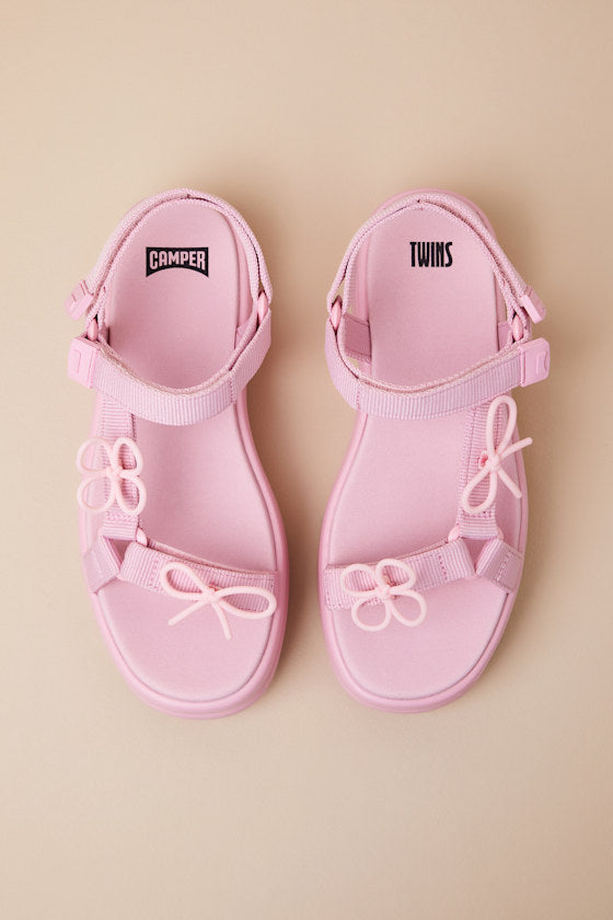 Twins Pink Floral Bow Strappy Flatform Sandals