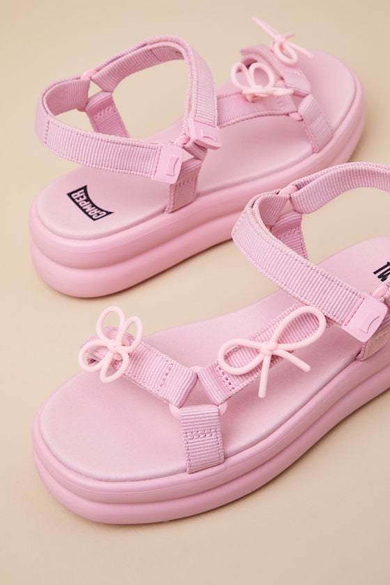 Twins Pink Floral Bow Strappy Flatform Sandals