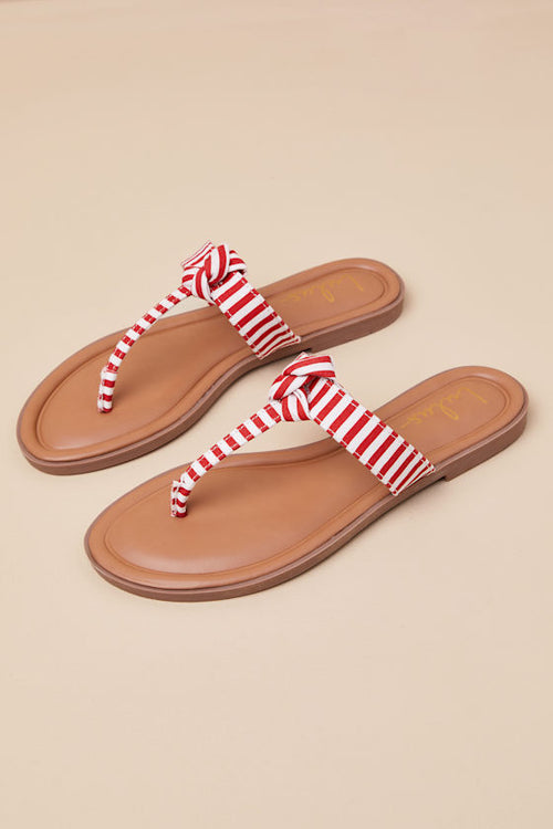 Roderick Red and White Striped Thong Sandals