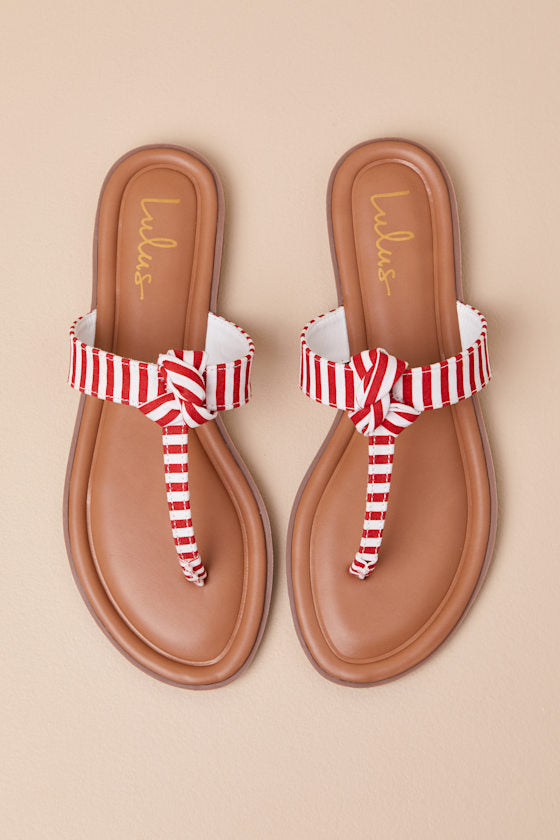 Roderick Red and White Striped Thong Sandals