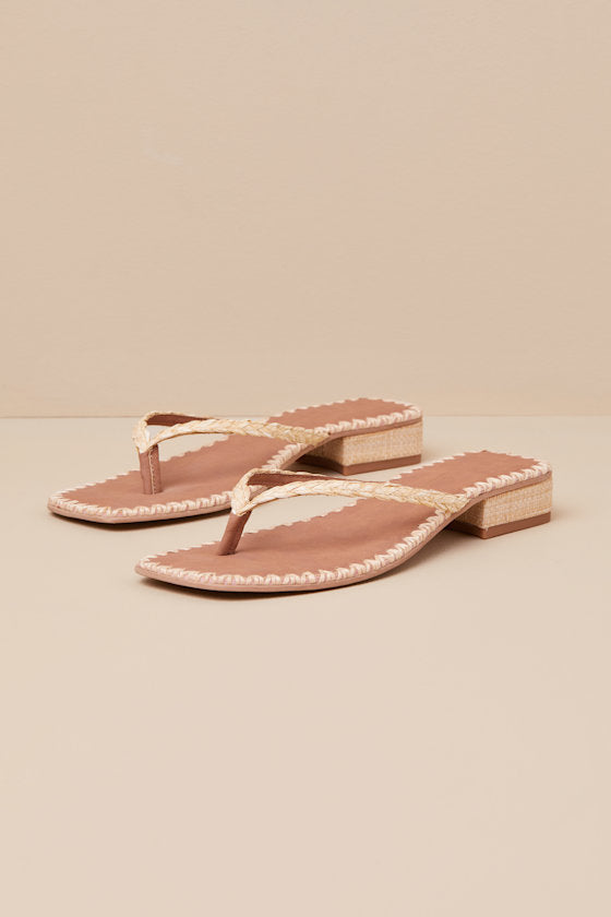 Barty Light Natural Raffia Flip Flop Sandals