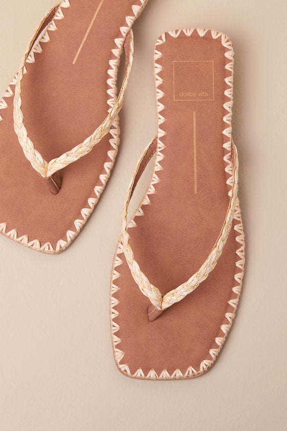 Barty Light Natural Raffia Flip Flop Sandals