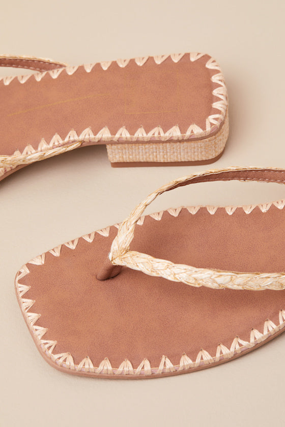 Barty Light Natural Raffia Flip Flop Sandals