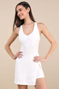 Doubles White Backless Skort Romper