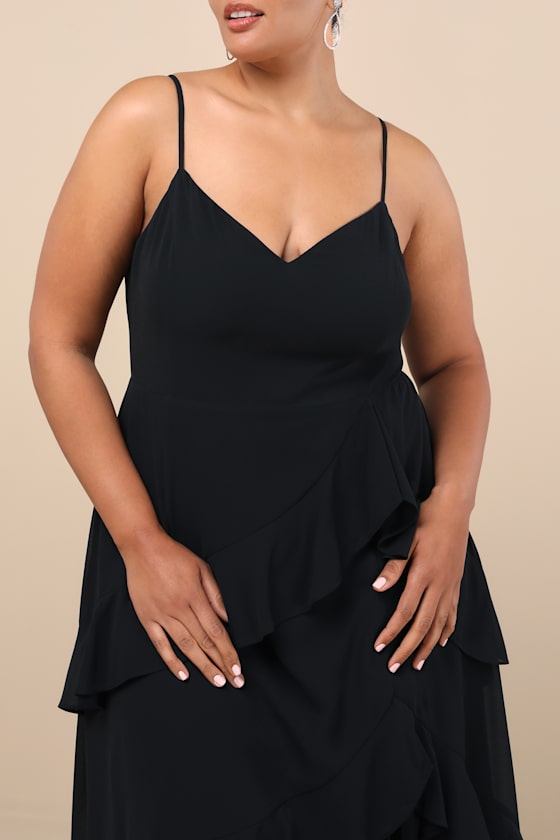Blessed with Beauty Black Ruffled Sleeveless Maxi Dress