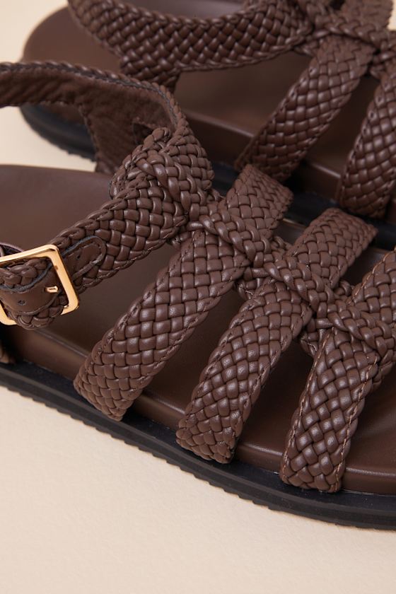 Toyka Chocolate Woven Buckle Sandals