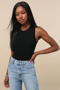 Always Easygoing Black Sleeveless Bodysuit
