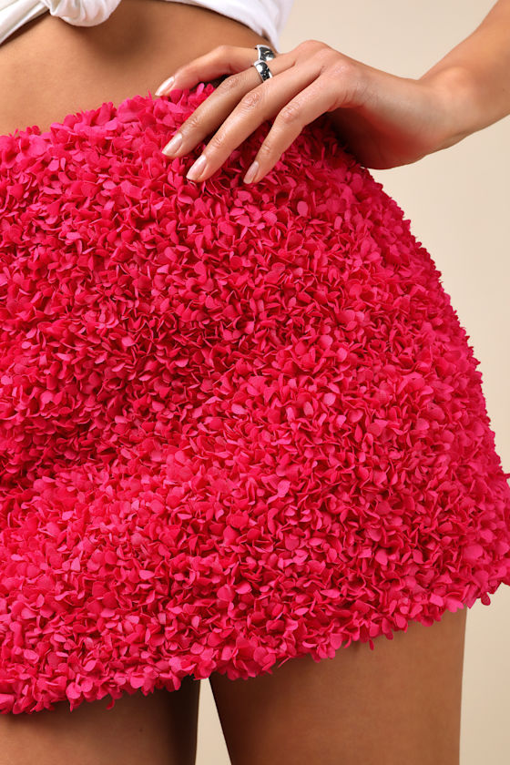 Calantha Magenta 3D Floral Micro Mini Skirt